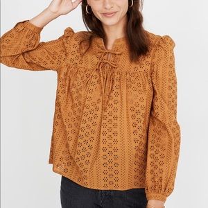Madewell Eyelet Double-Tie Peasant Top